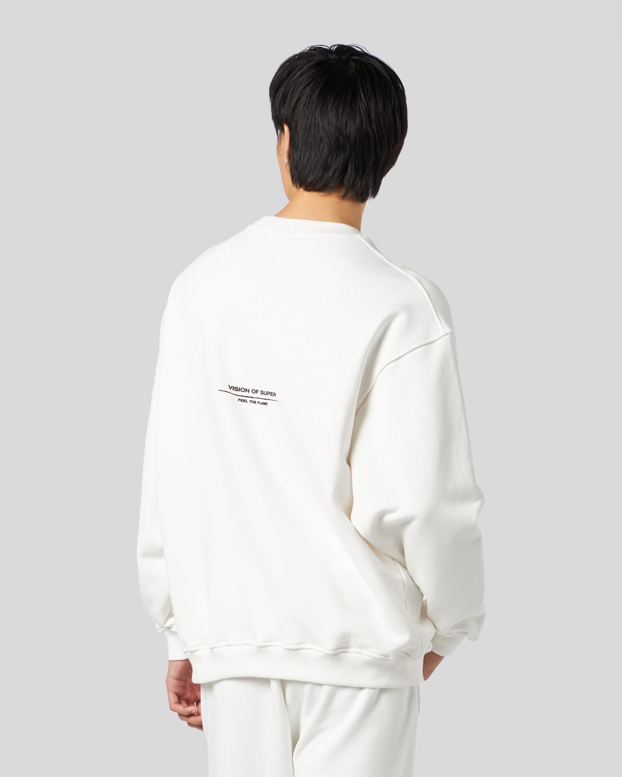 Vision Of Super WHITE CREWNECK WITH FLAMES LOGO Offerta