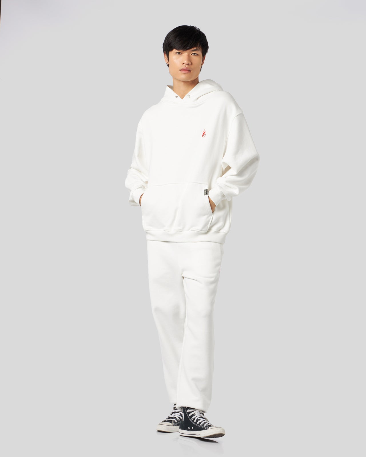 Vision Of Super WHITE HOODIE WITH FLAMES LOGO Economico