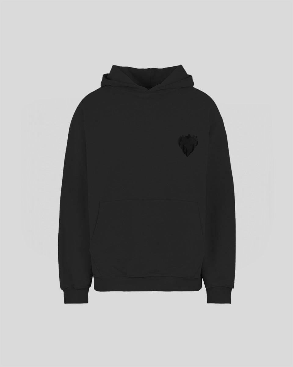 Vision Of Super BLACK HOODIE WITH EMBROIDERED FLAMING HEART Outlet