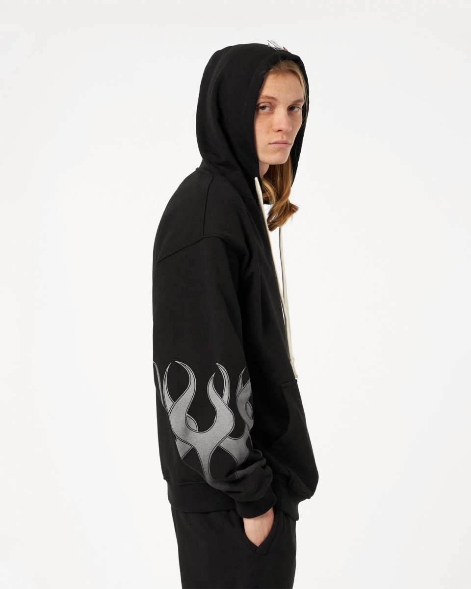 Vision Of Super BLACK HOODIE WITH GREY FLAMES Negozio