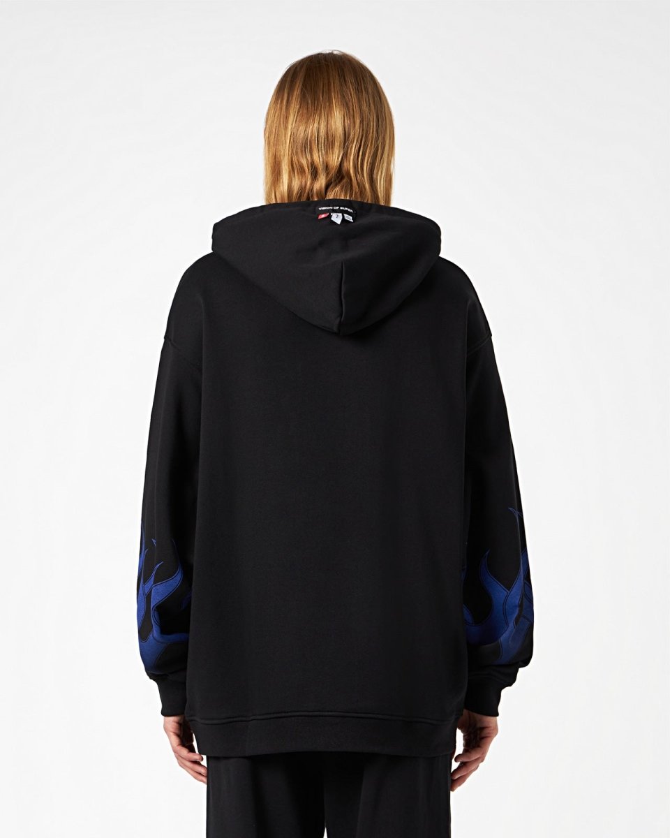 Vision Of Super BLACK HOODIE WITH BLUE FLAMES In Saldo
