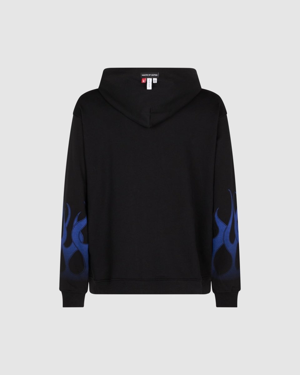 Vision Of Super BLACK HOODIE WITH BLUE FLAMES In Saldo
