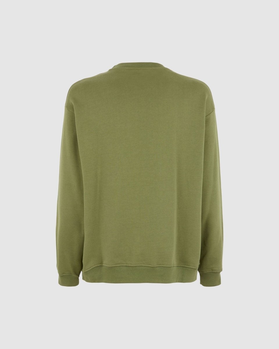 Vision Of Super GREEN CREWNECK WITH EMBROIDERED FLAMING HEART Nuova