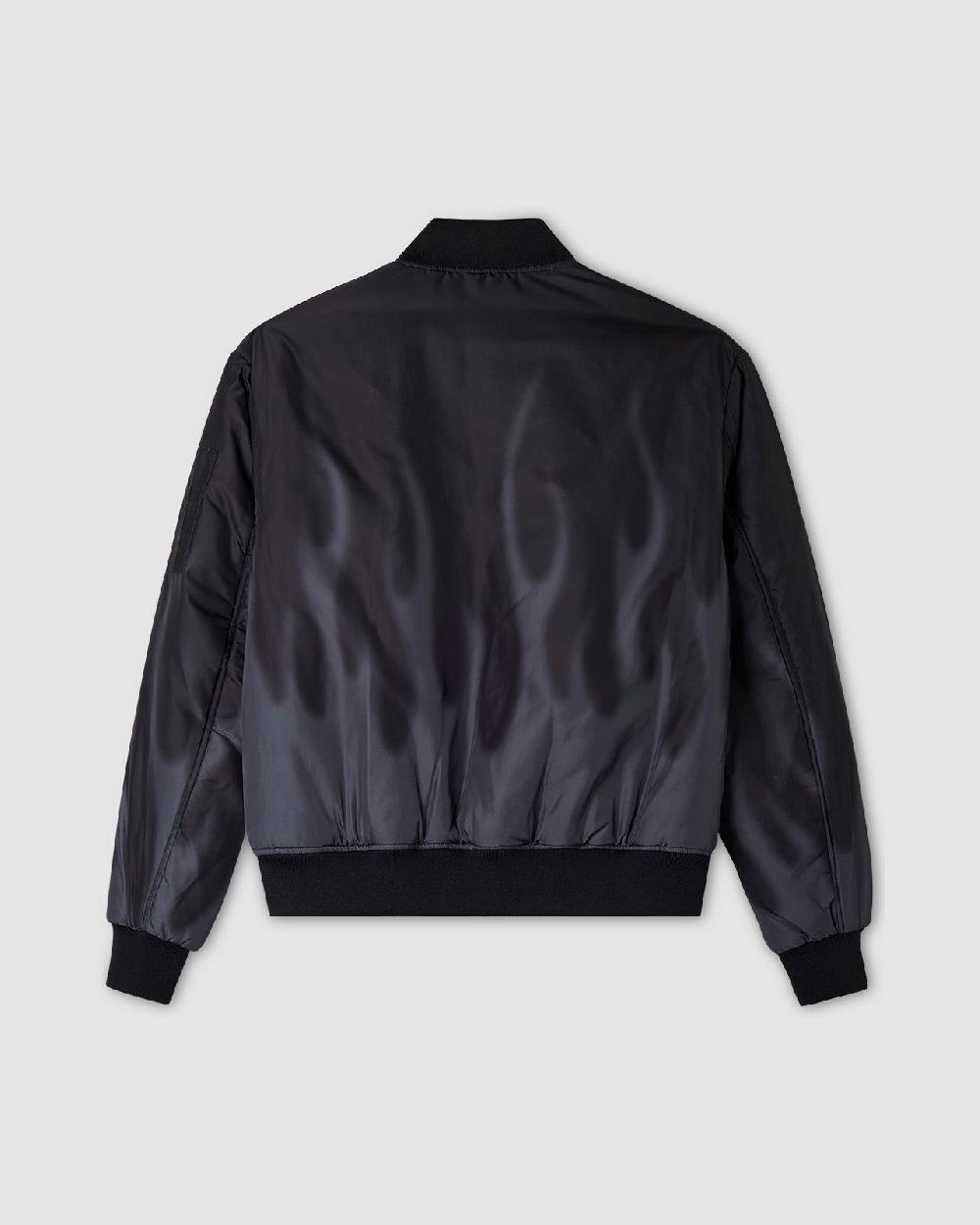 Vision Of Super BLACK BOMBER WITH DIGITAL PRINT LASER FLAMES AND RED EMBROIDERED LOGO 2025