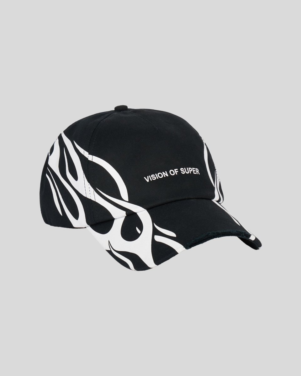 Vision Of Super BLACK CAP WITH WHITE TRIBAL PRINT Qualità