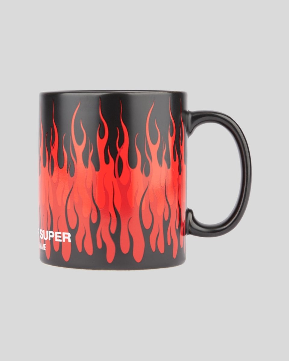 Vision Of Super BLACK MUG WITH TRIPLE FLAMES AND LOGO PRINT Consegna Veloce