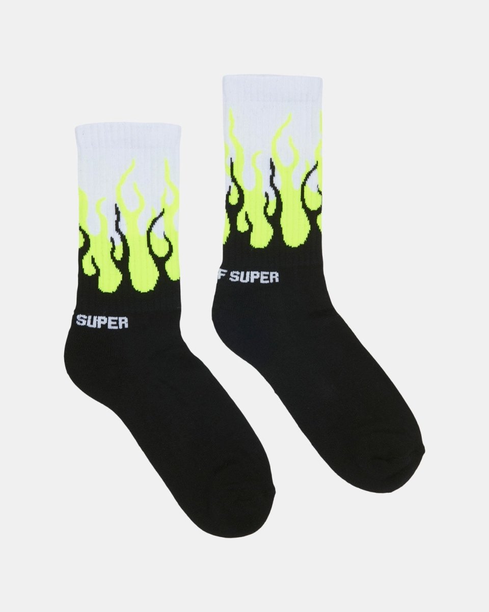 Vision Of Super YELLOW FLUO DOUBLE FLAMES SOCKS Outlet