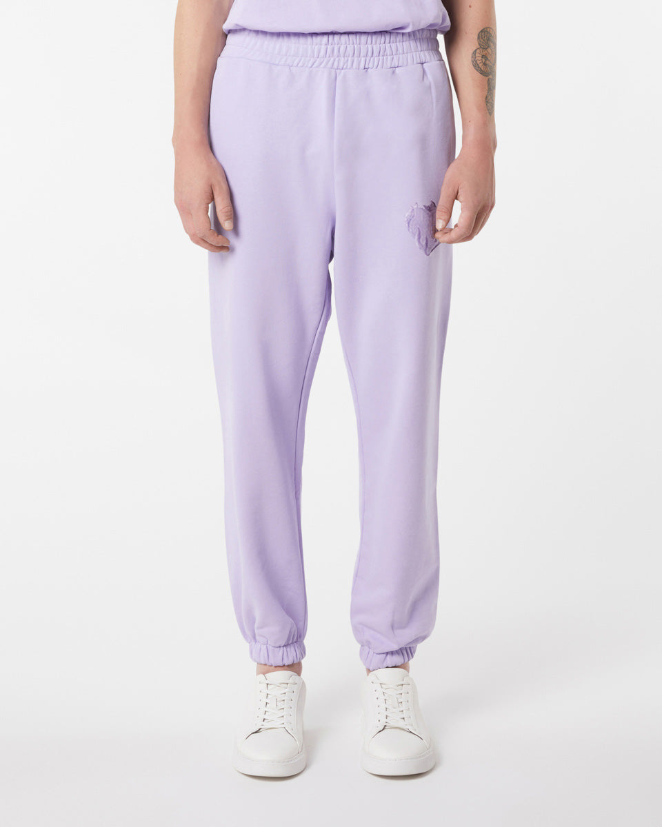 Vision Of Super LILAC PANTS WITH EMBROIDERED FLAMING HEART Moda