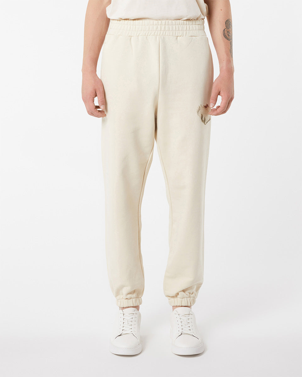 Vision Of Super SAND PANTS WHIT EMBROIDERED FLAMING HEART In Linea