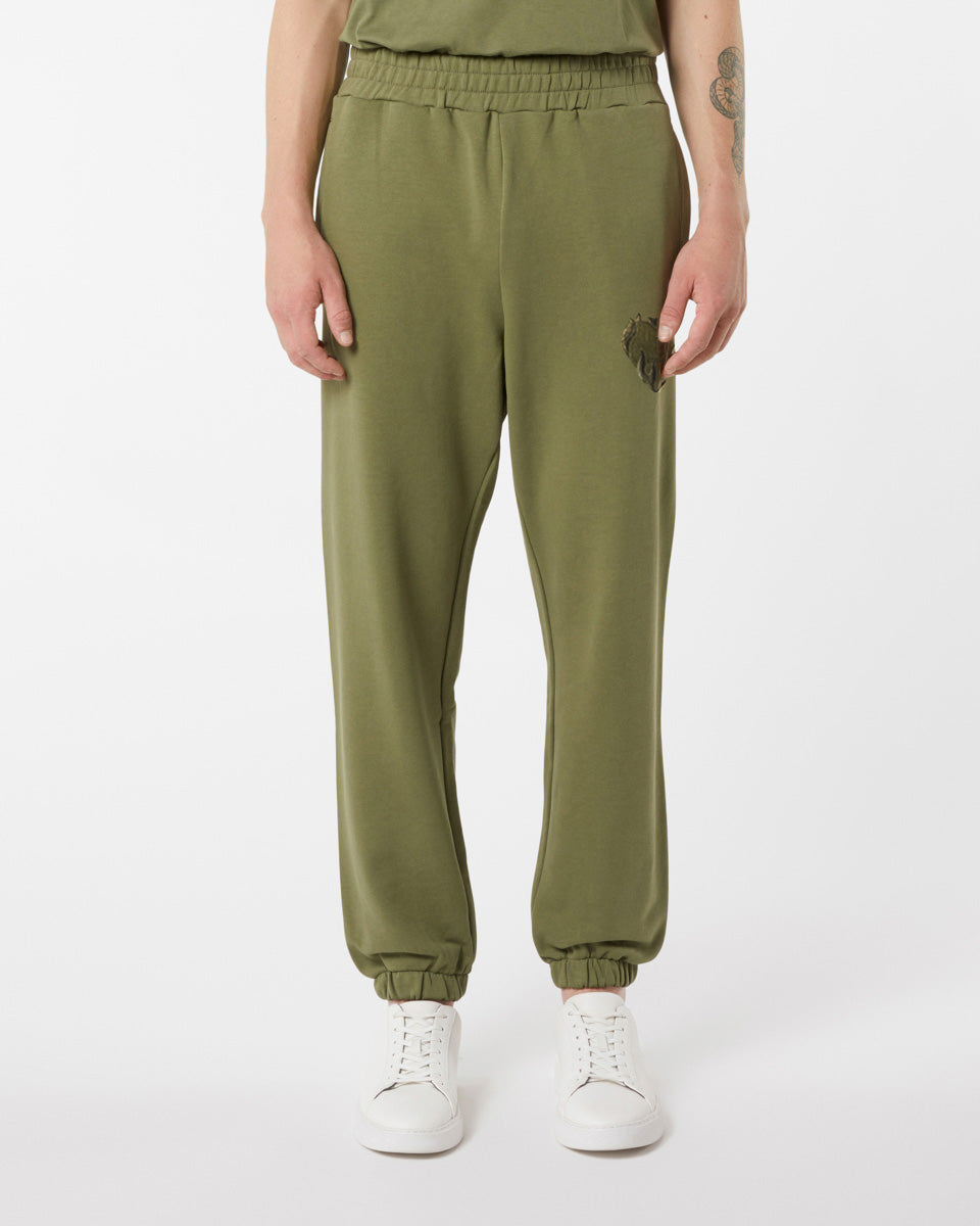 Vision Of Super GREEN PANTS WITH EMBROIDERED FLAMING HEART Nuovo
