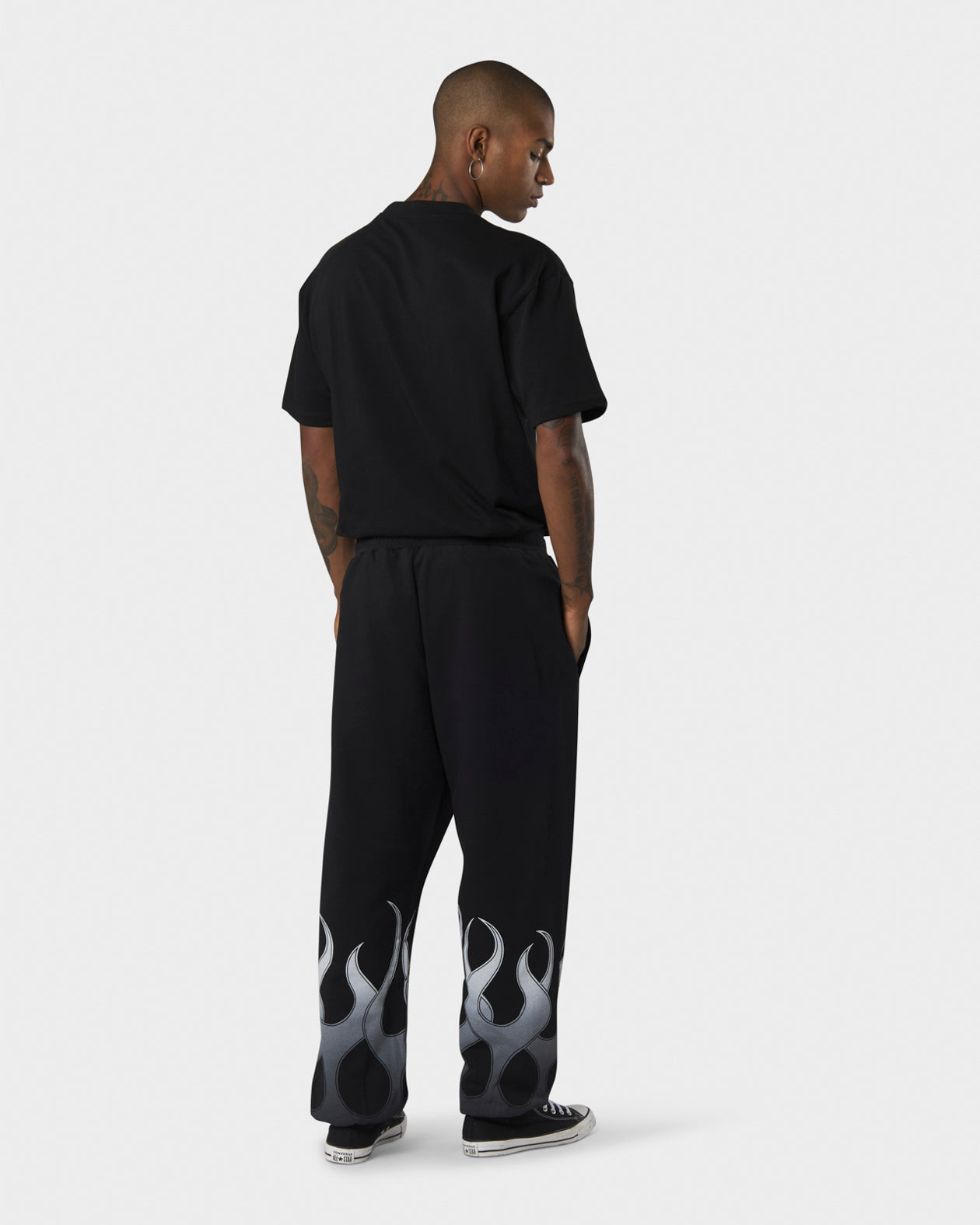 Vision Of Super BLACK PANTS WITH WHITE FLAMES Promozione