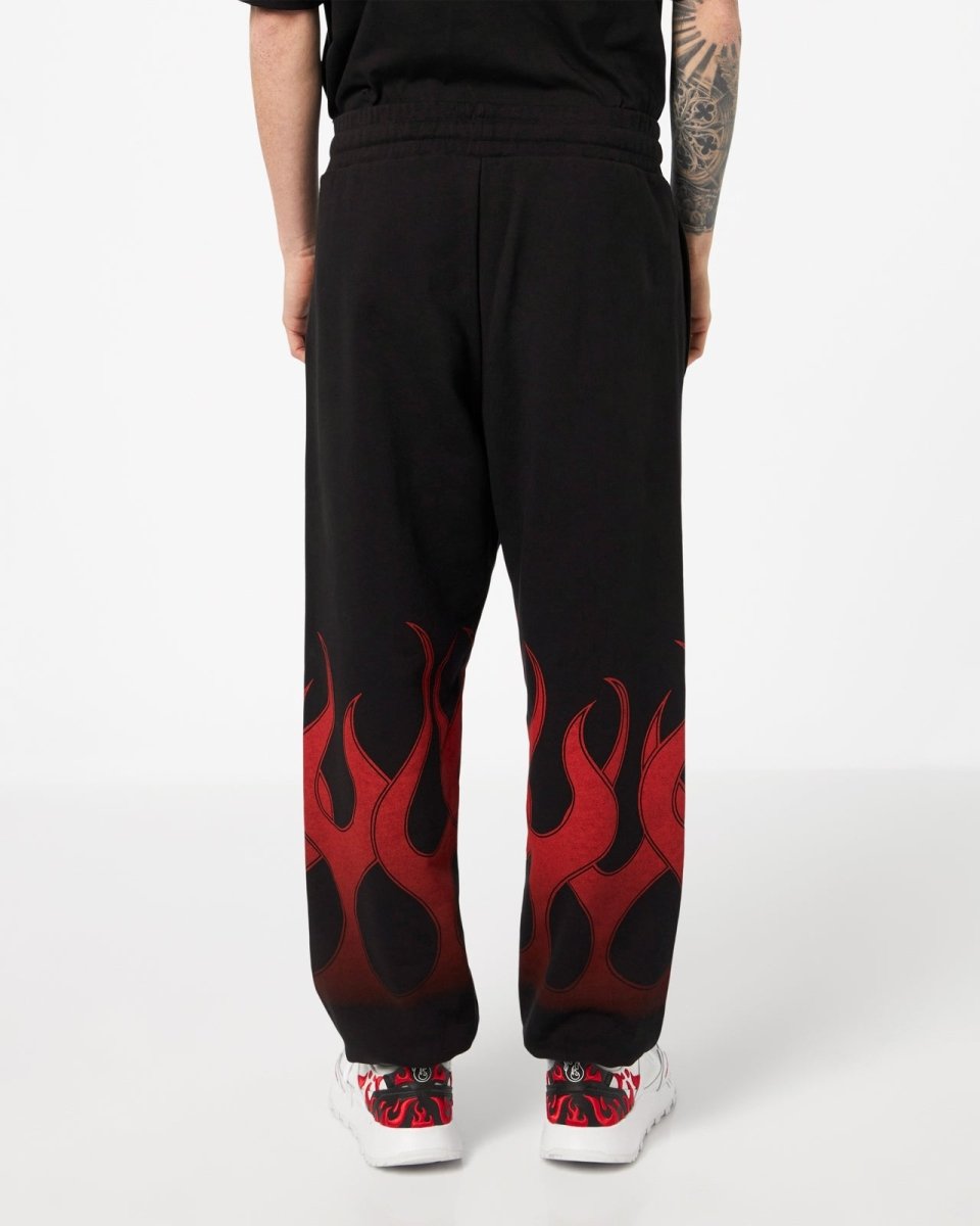 Vision Of Super BLACK PANTS WITH RED FLAMES Spedizione Gratuita