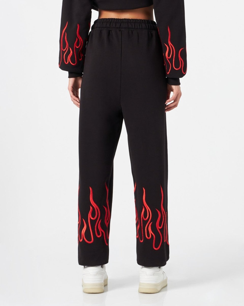 Vision Of Super BLACK WOMAN PANTS WITH RED FLAMES Acquista Ora