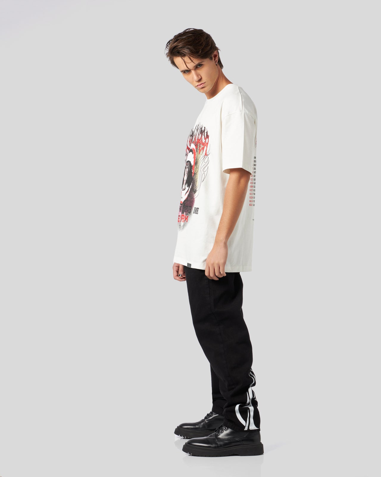 Vision Of Super BLACK DENIM JEANS WITH PRINTED FLAMES AND LOGO Promozione Limitata