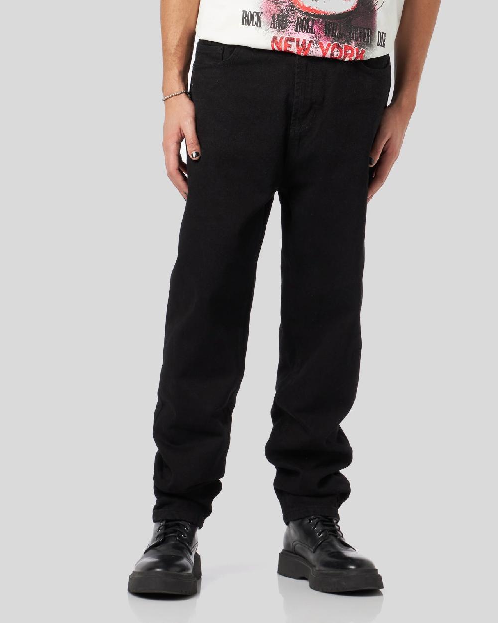 Vision Of Super BLACK DENIM JEANS WITH PRINTED FLAMES AND LOGO Promozione Limitata