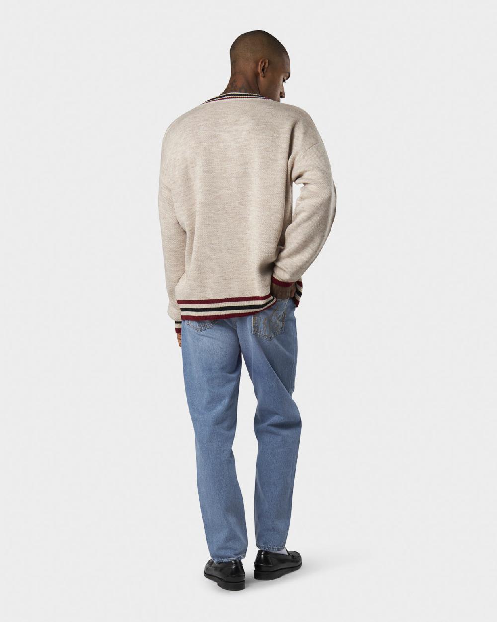 Vision Of Super SAND COLLEGE JUMPER WITH RED JACQUARD VOS HEART Affare Del Giorno