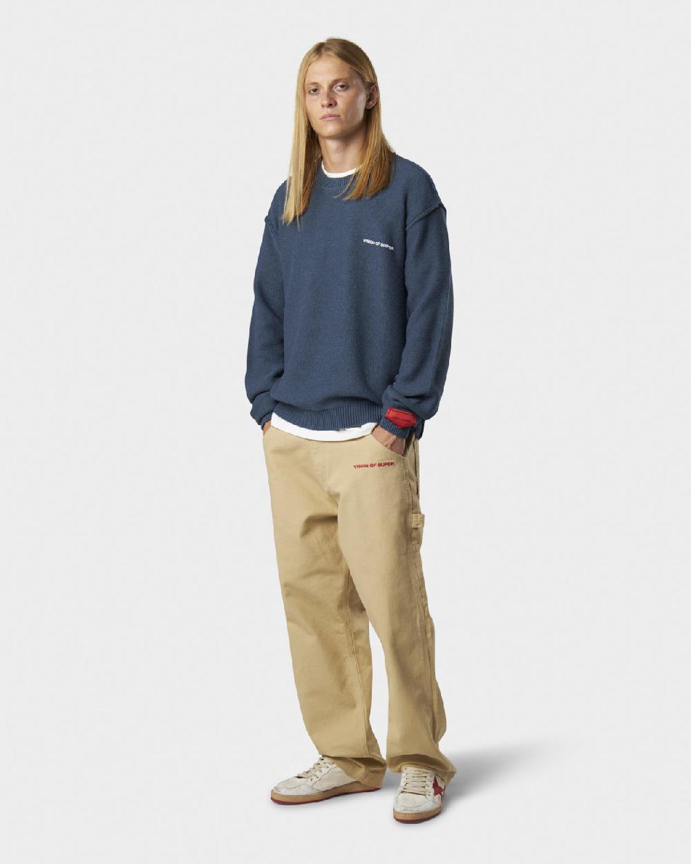 Vision Of Super BLUE JUMPER WITH WHITE PRINT VOS MILANO ON BACK AND PRINTED LOGO ON FRONT Prezzo Ridotto