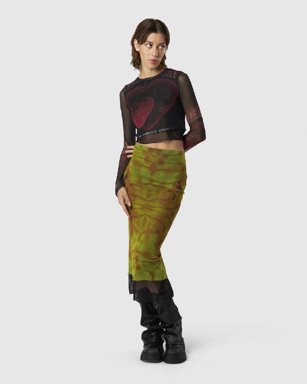 Vision Of Super MIDI SKIRT WITH YELLOW TRIBAL GRAPHIC Novità