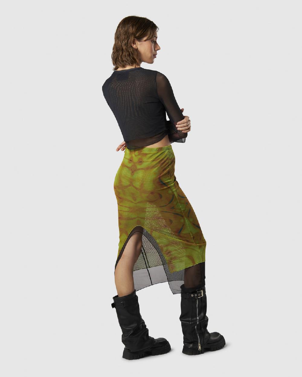 Vision Of Super MIDI SKIRT WITH YELLOW TRIBAL GRAPHIC Novità