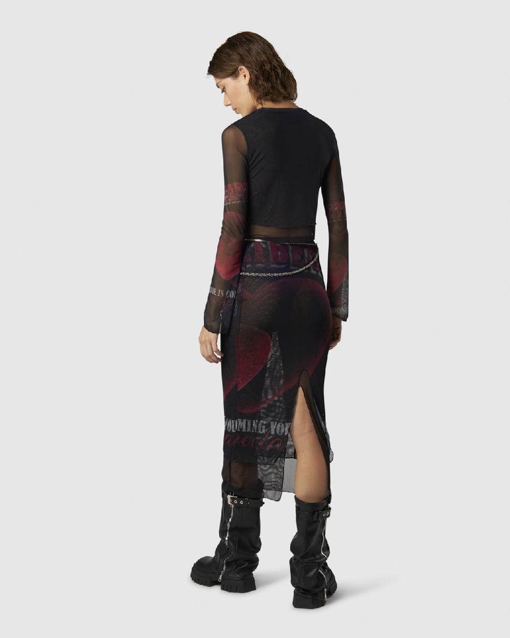 Vision Of Super BLACK LONGSLEEVE TOP WITH VELVET HEART PRINT Presa