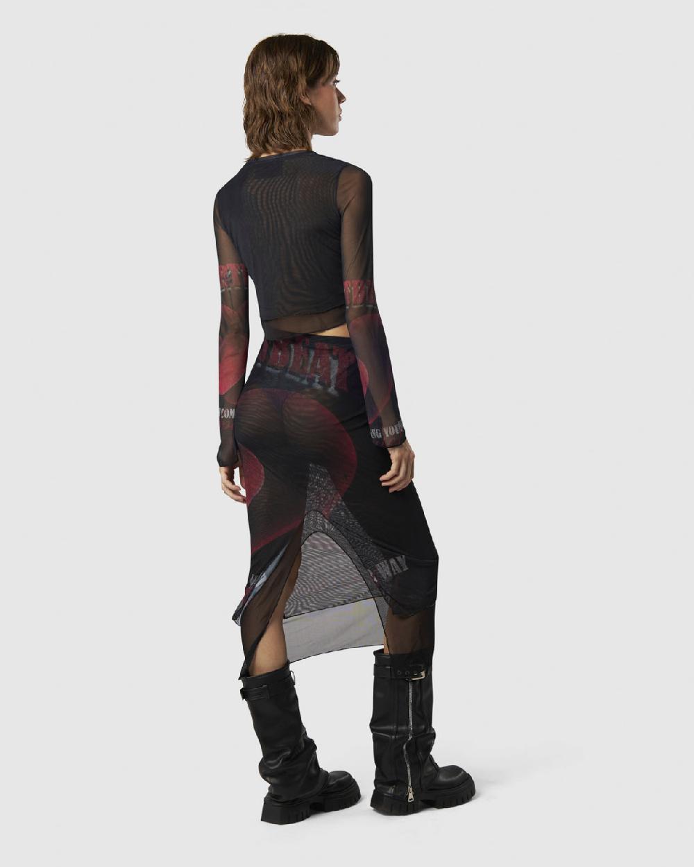 Vision Of Super MIDI SKIRT WITH VELVET HEART PRINT Sconto