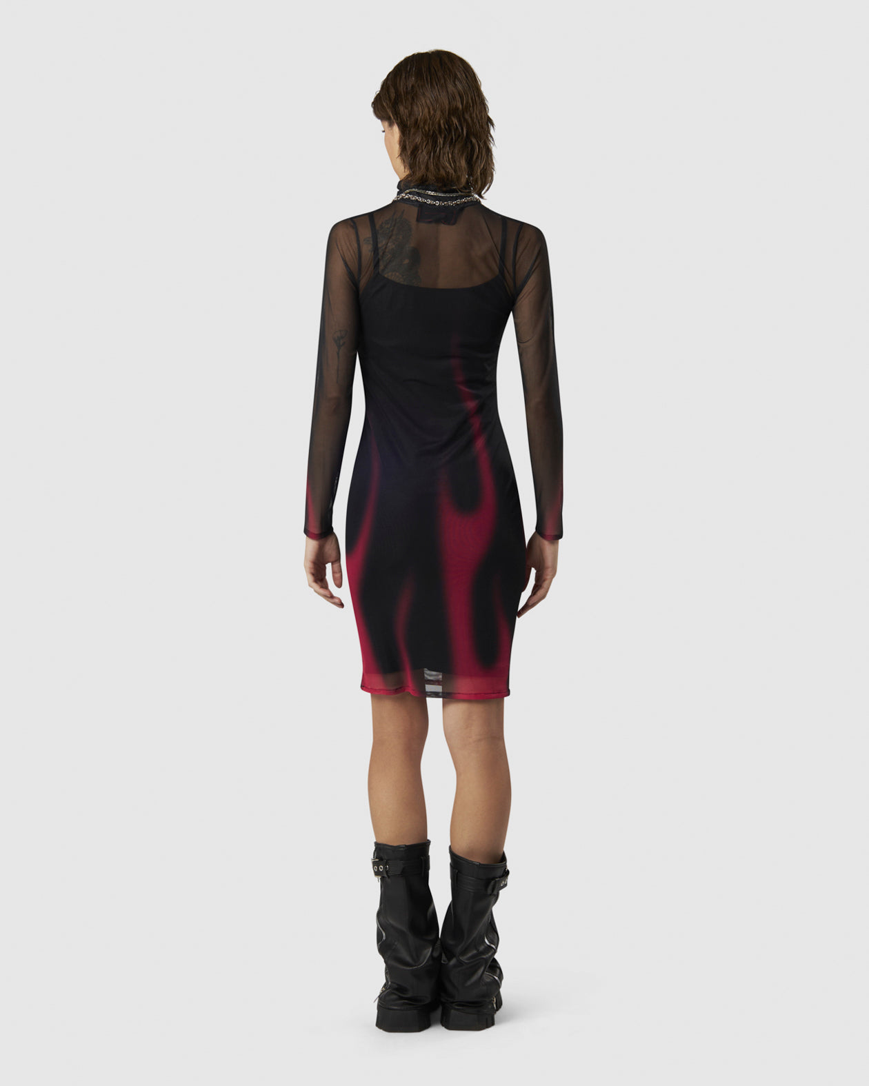 Vision Of Super BLACK MIDI DRESS WITH PINK FLAMES Offerta