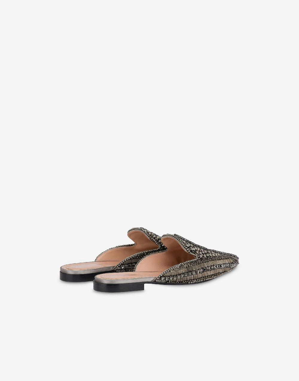 Alberta Ferretti Mia Mule in raso con ricamo perline e strass Vendita