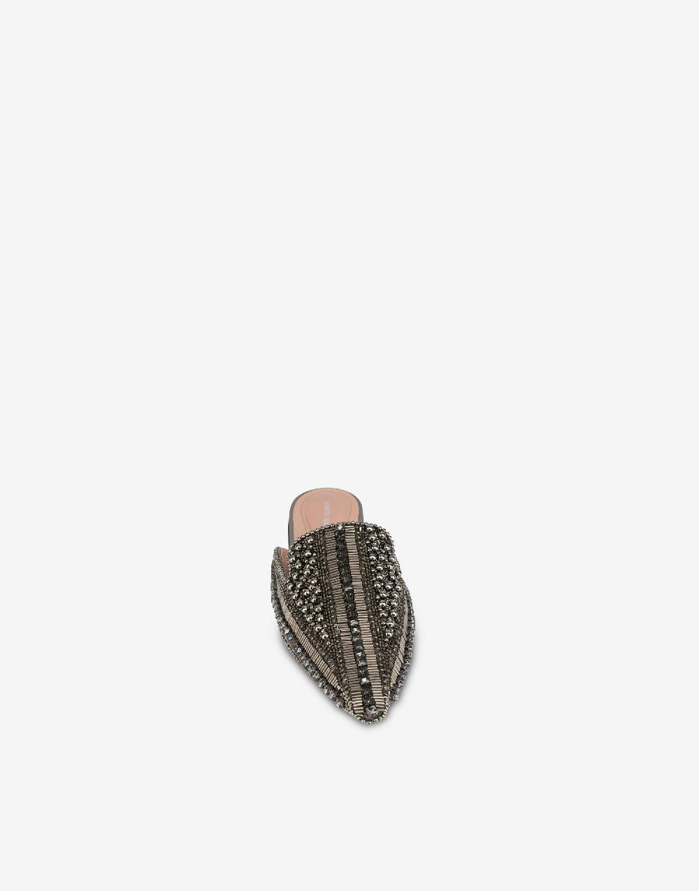 Alberta Ferretti Mia Mule in raso con ricamo perline e strass Vendita