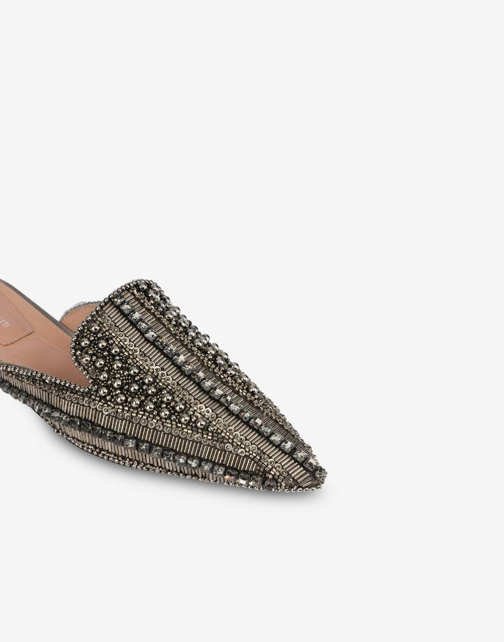 Alberta Ferretti Mia Mule in raso con ricamo perline e strass Vendita