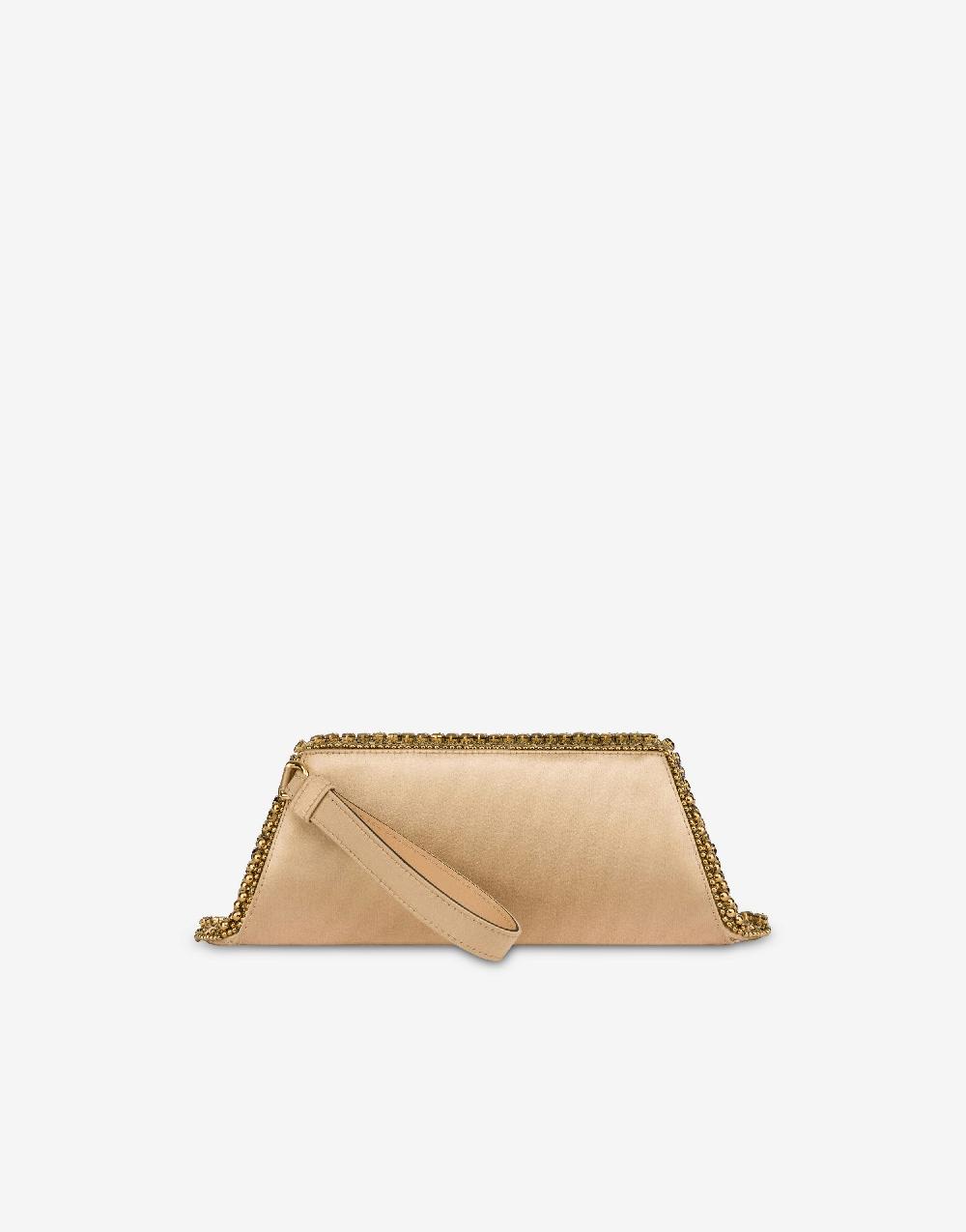Alberta Ferretti Box clutch in raso con ricamo perline e strass Promozione