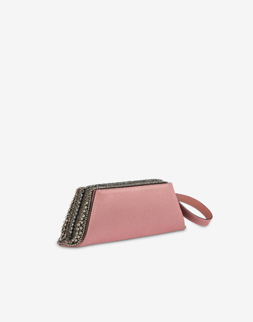 Alberta Ferretti Box clutch in raso con ricamo perline e strass Acquista Ora