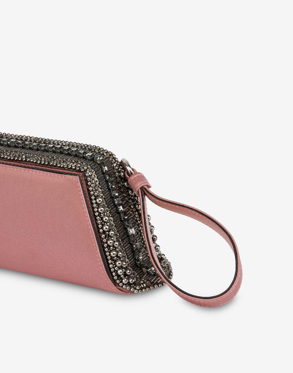 Alberta Ferretti Box clutch in raso con ricamo perline e strass Acquista Ora