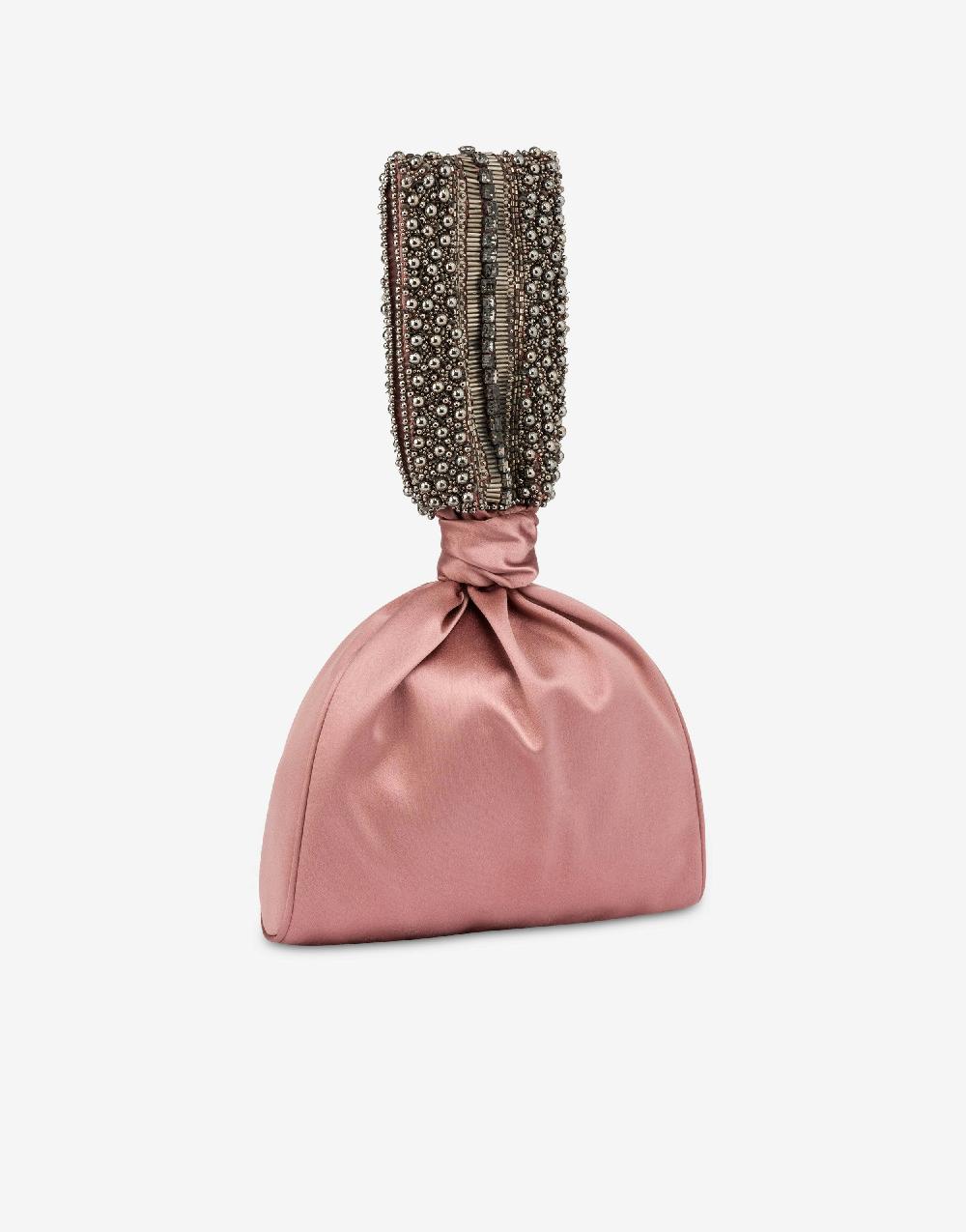 Alberta Ferretti Bucket bag da sera in raso con ricamo perline e strass Consegna Veloce