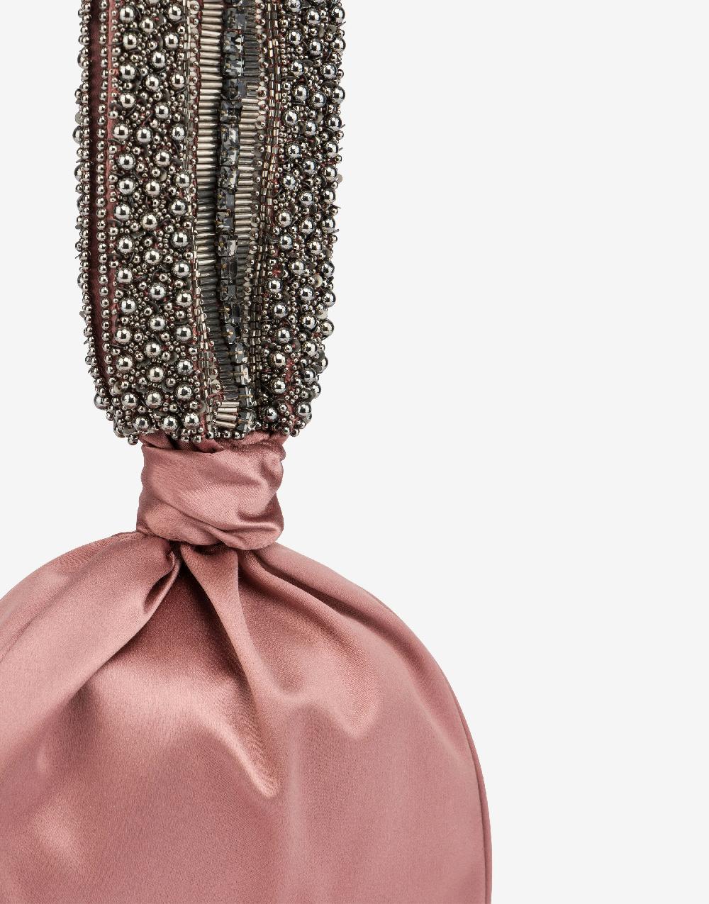 Alberta Ferretti Bucket bag da sera in raso con ricamo perline e strass Consegna Veloce
