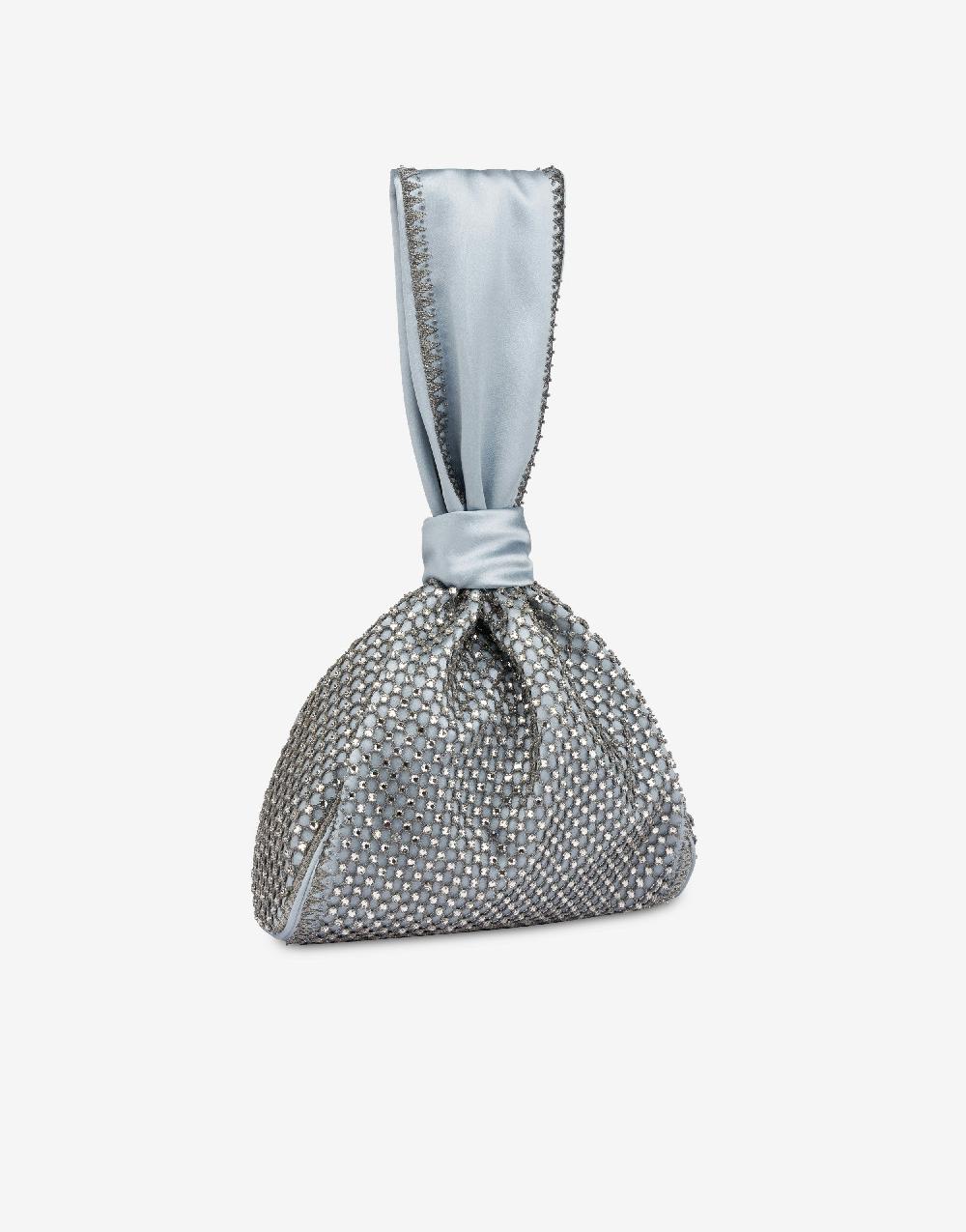 Alberta Ferretti Bucket bag da sera in raso con ricamo strass Sottocosto