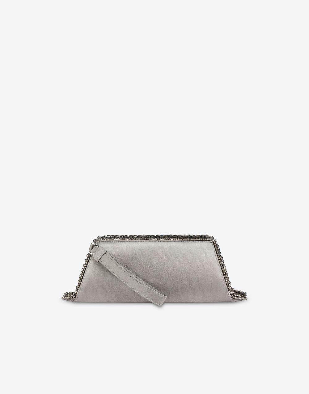 Alberta Ferretti Box clutch in raso con ricamo perline e strass Novità
