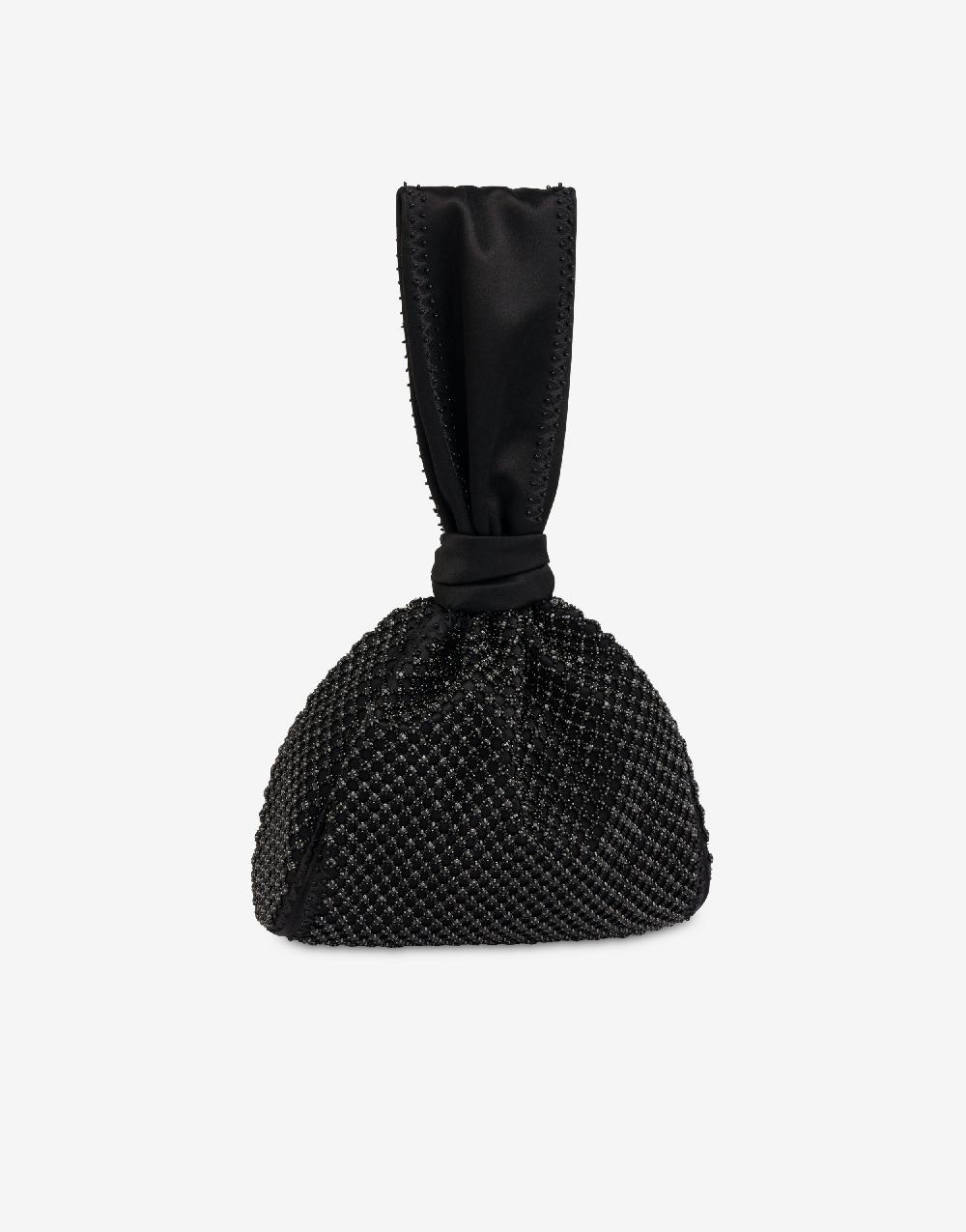 Alberta Ferretti Bucket bag da sera in raso con ricamo strass Offerta