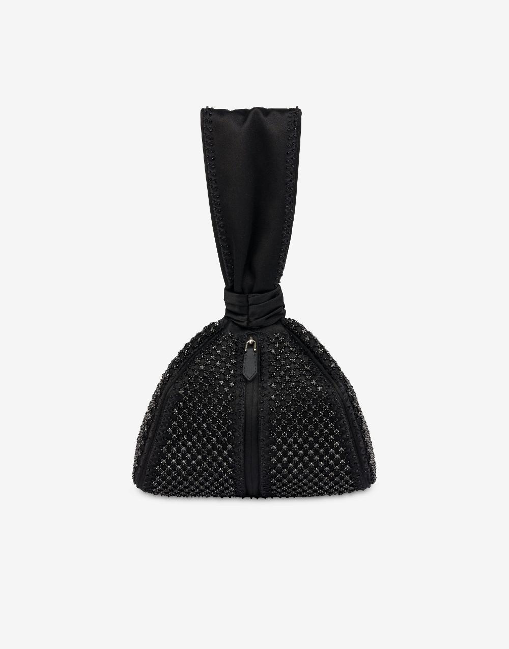 Alberta Ferretti Bucket bag da sera in raso con ricamo strass Offerta
