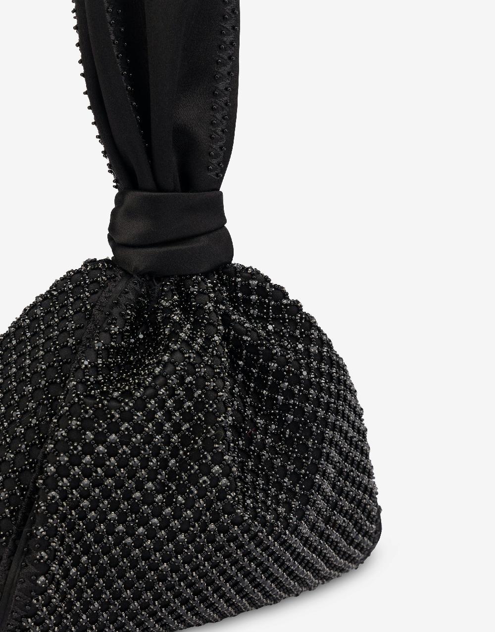 Alberta Ferretti Bucket bag da sera in raso con ricamo strass Offerta