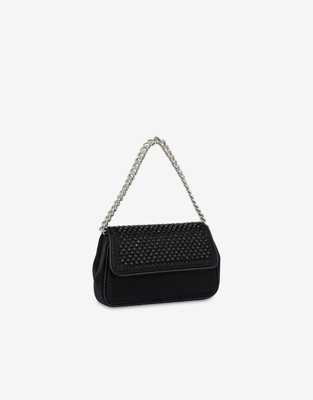 Alberta Ferretti Borsa a spalla in raso con ricamo strass Economico