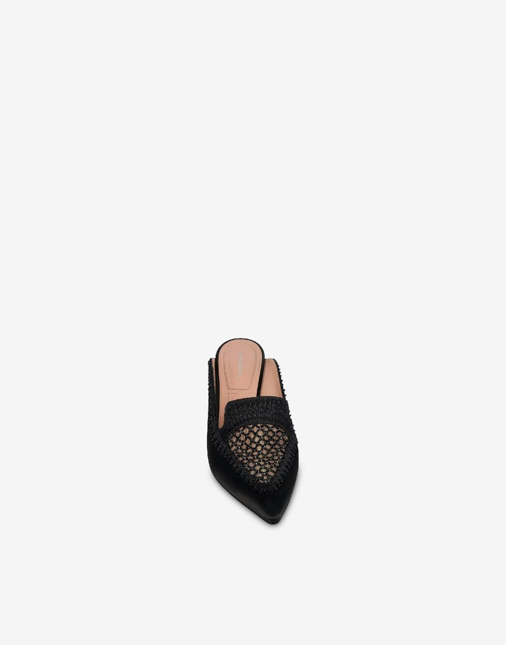 Alberta Ferretti Sabot in raso con ricamo strass In Vendita