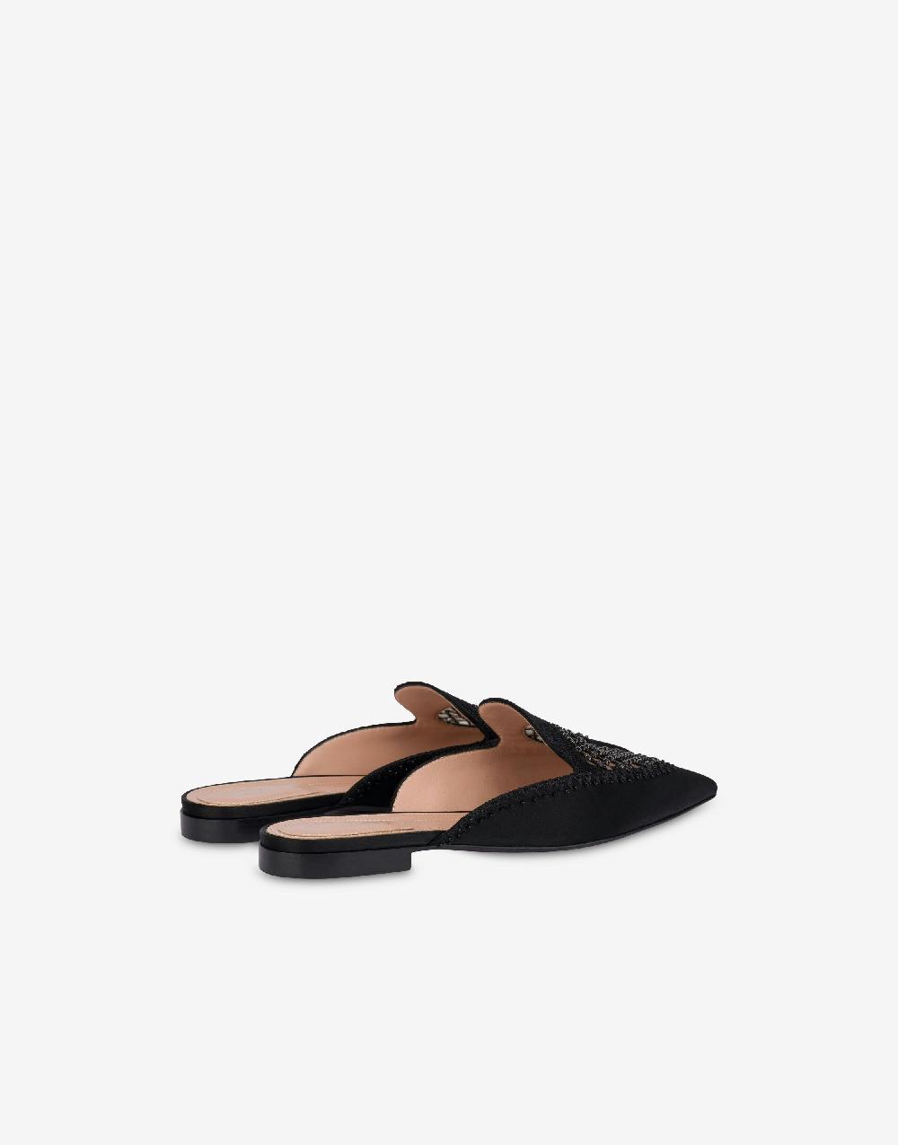 Alberta Ferretti Mia Mule in raso con ricamo strass Saldi