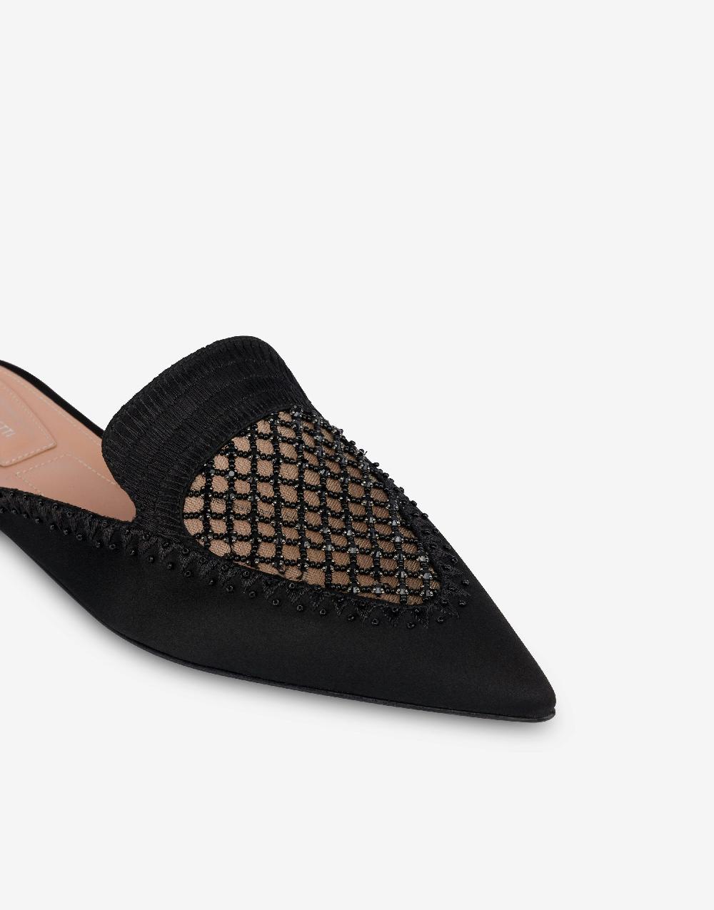 Alberta Ferretti Mia Mule in raso con ricamo strass Saldi