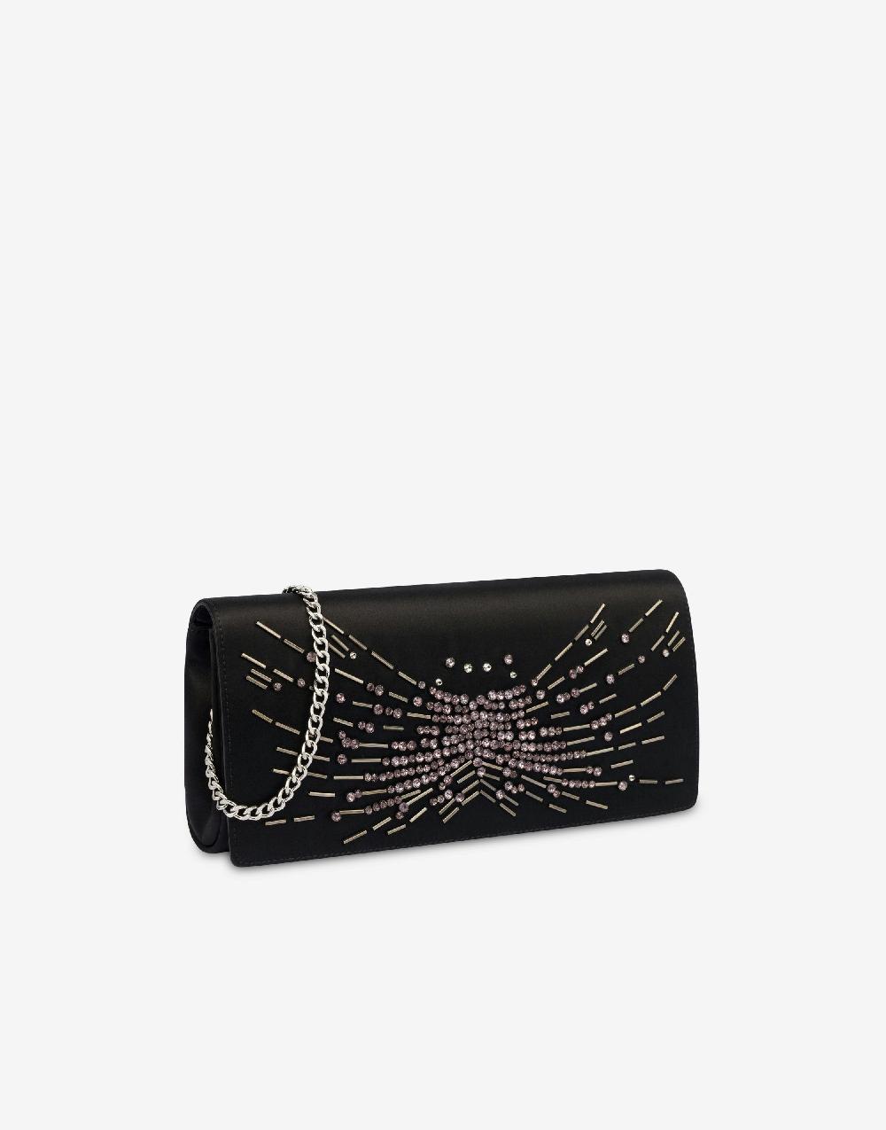 Alberta Ferretti Clutch in raso con ricamo perline e strass Promozione Limitata