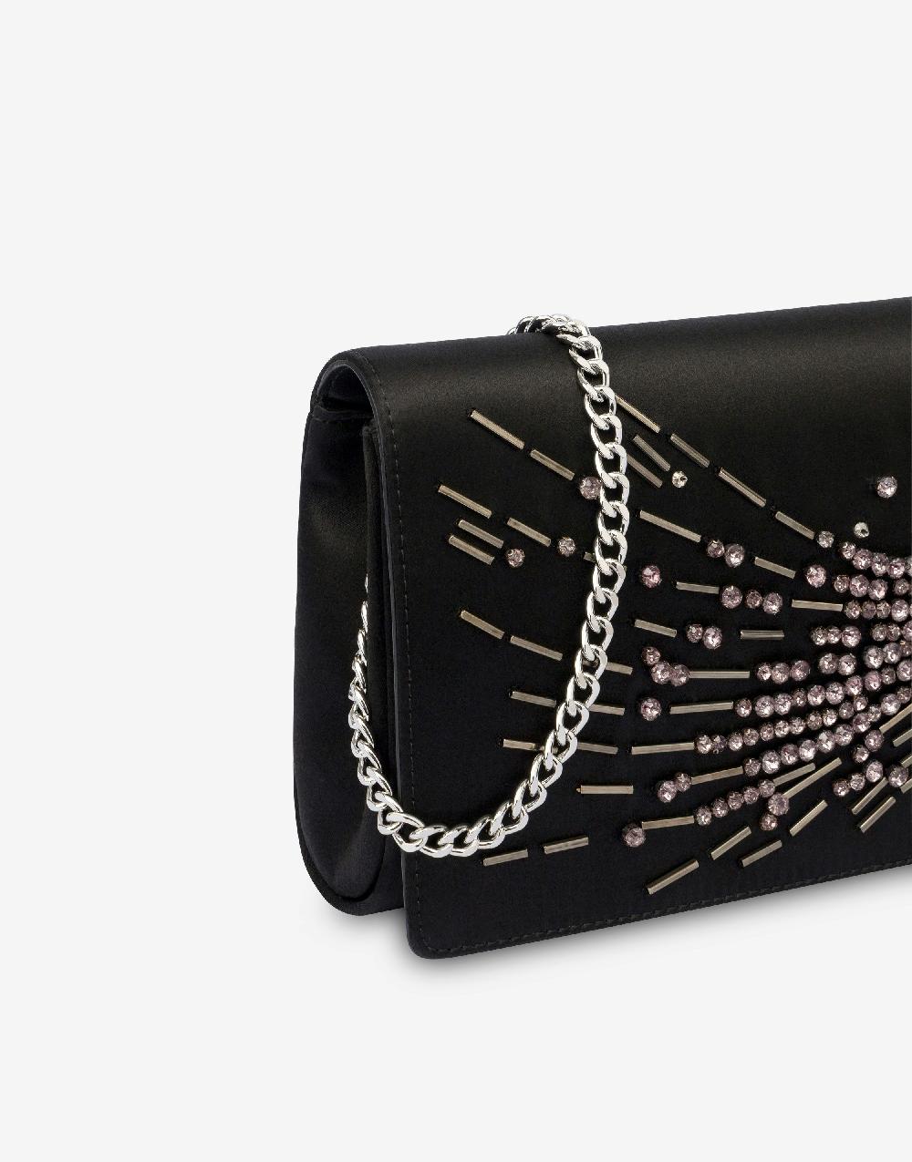 Alberta Ferretti Clutch in raso con ricamo perline e strass Promozione Limitata