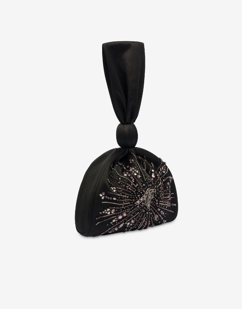 Alberta Ferretti Bucket bag in raso con ricamo perline e strass Fino Al -60%
