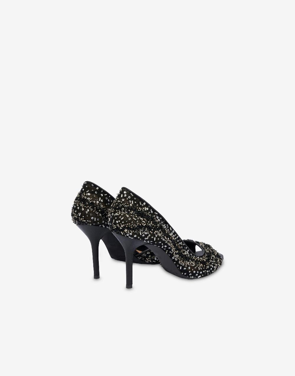 Alberta Ferretti Décolleté d'Orsay in rete con paillettes e perline Shopping Online