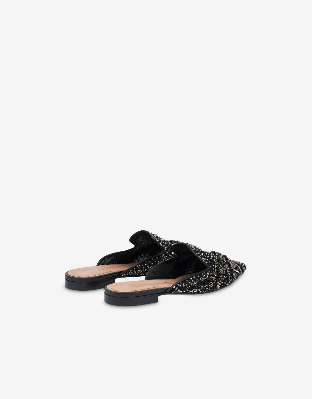 Alberta Ferretti Mia Mule in rete con paillettes e perline Affare Del Giorno