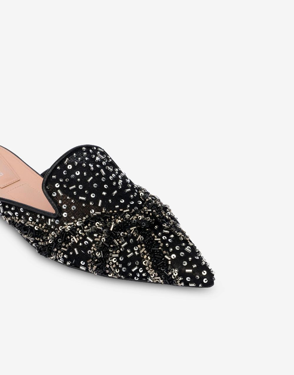 Alberta Ferretti Mia Mule in rete con paillettes e perline Affare Del Giorno