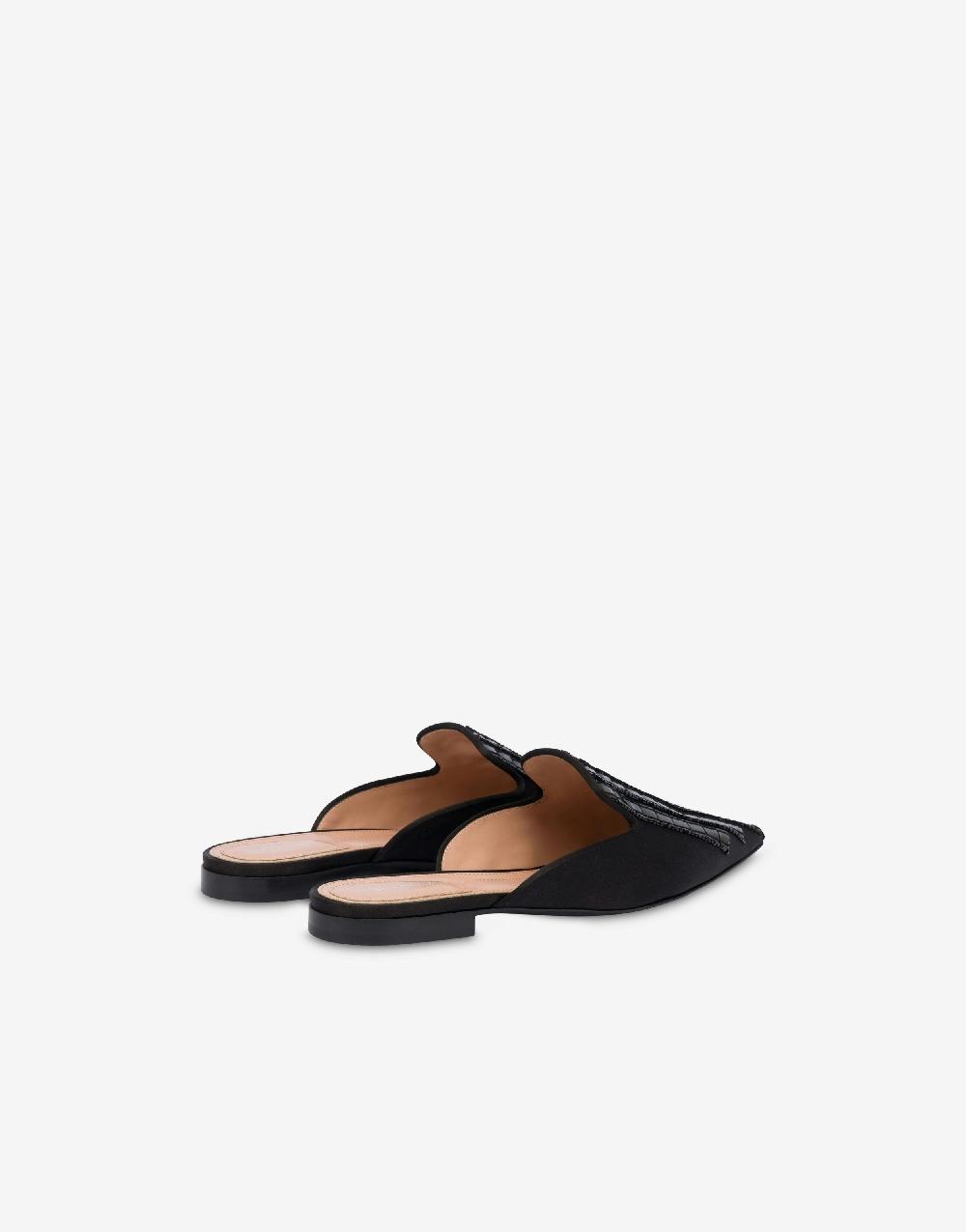 Alberta Ferretti Mia Mule in raso con ricamo effetto gessato Sottocosto